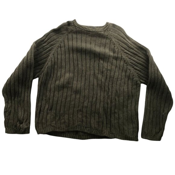 Woolrich Men's Heavy Sweater Large Crew Neck Pullover Cozy Olive Green Ribbed - Picture 1 of 13